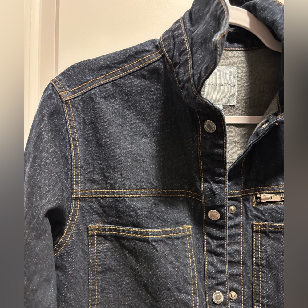 8 Seconds Western blue denim Jacket size small dark blue pockets